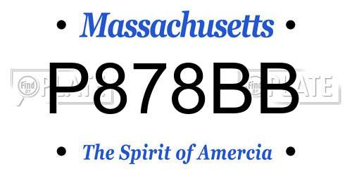 P878BB Massachusetts License Plate