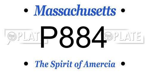 P884 Massachusetts License Plate