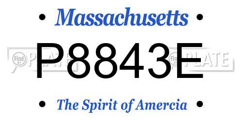 P8843E Massachusetts License Plate
