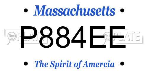 P884EE Massachusetts License Plate