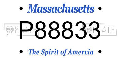 P88833 Massachusetts License Plate