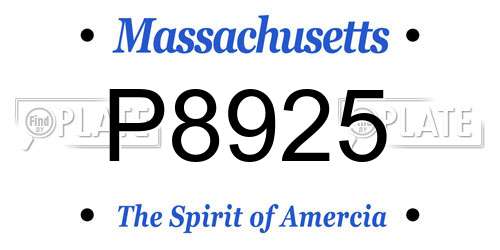 P8925 Massachusetts License Plate