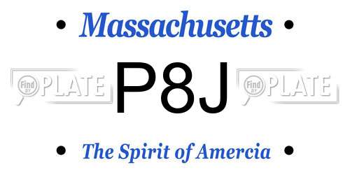 P8J Massachusetts License Plate