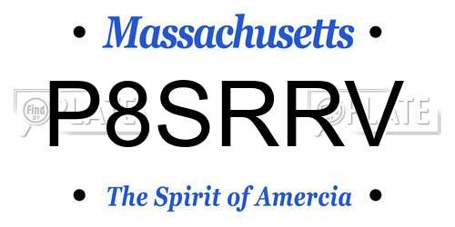 P8SRRV Massachusetts License Plate