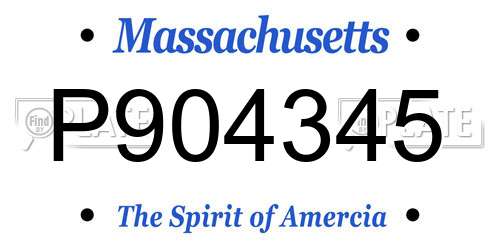 P904345 Massachusetts License Plate
