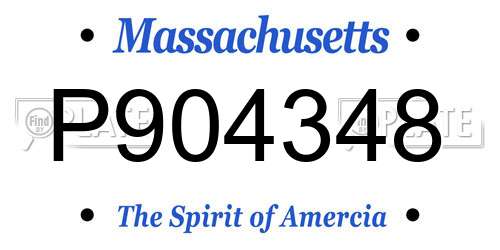 P904348 Massachusetts License Plate