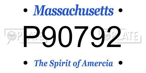P90792 Massachusetts License Plate