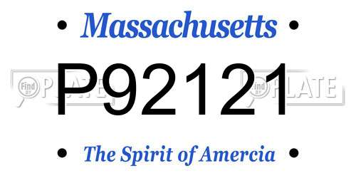 P92121 Massachusetts License Plate