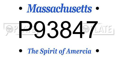 P93847 Massachusetts License Plate