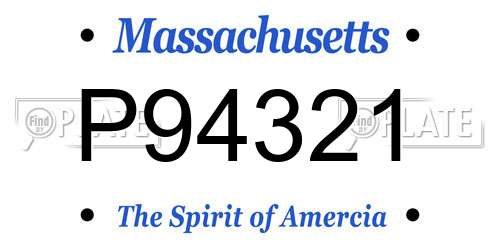 P94321 Massachusetts License Plate