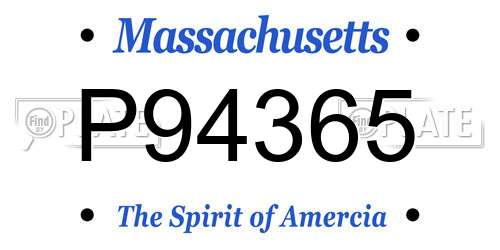 P94365 Massachusetts License Plate