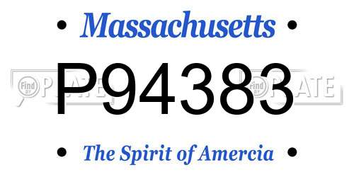 P94383 Massachusetts License Plate