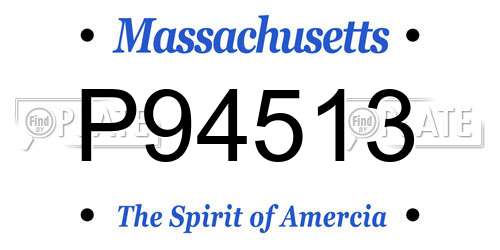 P94513 Massachusetts License Plate