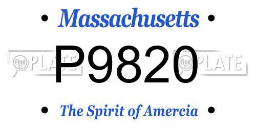 P9820 Massachusetts License Plate
