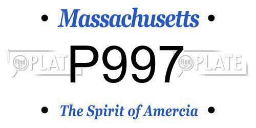 P997 Massachusetts License Plate