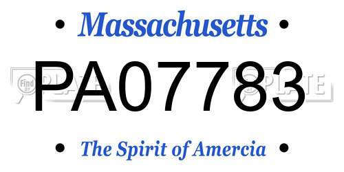 PA07783 Massachusetts License Plate