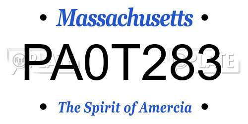 PA0T283 Massachusetts License Plate