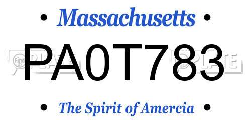 PA0T783 Massachusetts License Plate