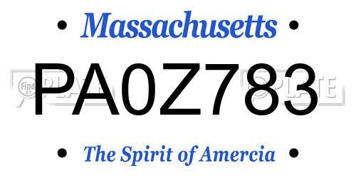 PA0Z783 Massachusetts License Plate