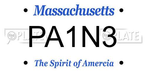 PA1N3 Massachusetts License Plate