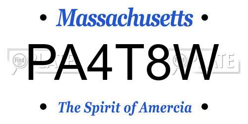 PA4T8W Massachusetts License Plate