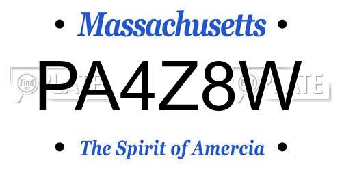 PA4Z8W Massachusetts License Plate