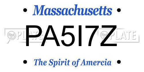 PA5I7Z Massachusetts License Plate