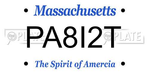 PA8I2T Massachusetts License Plate
