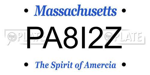 PA8I2Z Massachusetts License Plate