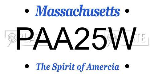 PAA25W Massachusetts License Plate