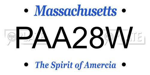 PAA28W Massachusetts License Plate