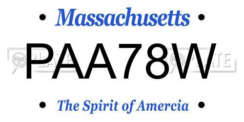 PAA78W Massachusetts License Plate