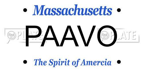 PAAVO Massachusetts License Plate