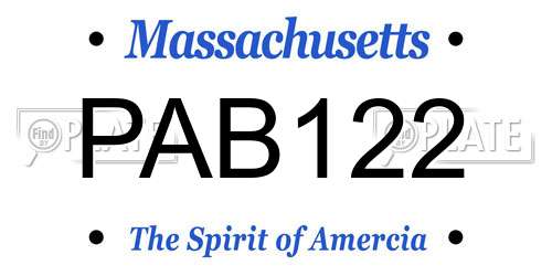 PAB122 Massachusetts License Plate