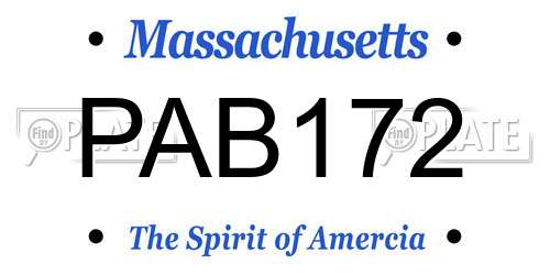 PAB172 Massachusetts License Plate