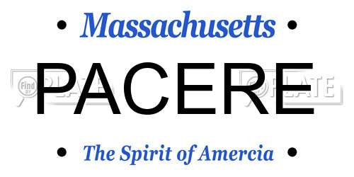 PACERE Massachusetts License Plate