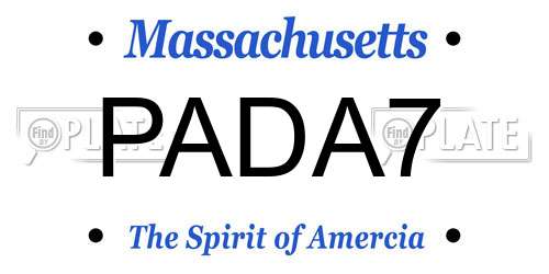 PADA7 Massachusetts License Plate