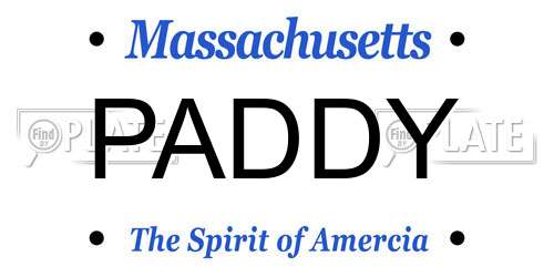 PADDY Massachusetts License Plate