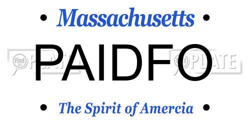 PAIDFO Massachusetts License Plate