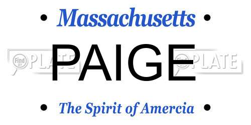 PAIGE Massachusetts License Plate