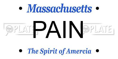 PAIN Massachusetts License Plate