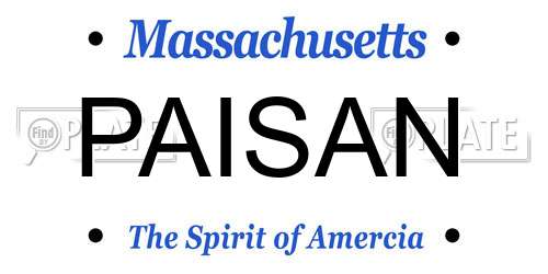PAISAN Massachusetts License Plate
