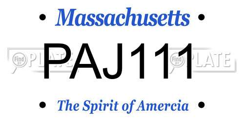 PAJ111 Massachusetts License Plate