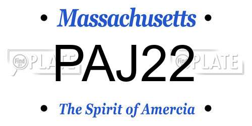 PAJ22 Massachusetts License Plate