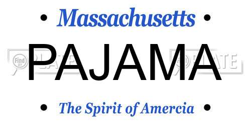PAJAMA Massachusetts License Plate