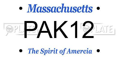 PAK12 Massachusetts License Plate
