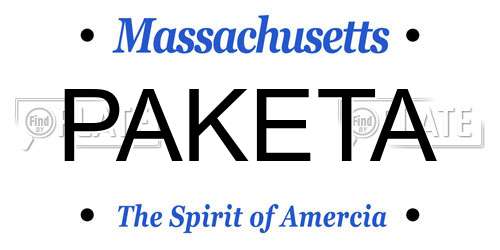 PAKETA Massachusetts License Plate