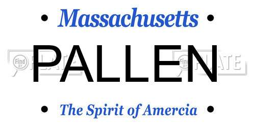 PALLEN Massachusetts License Plate