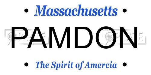 PAMDON Massachusetts License Plate