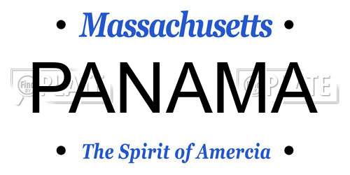 PANAMA Massachusetts License Plate